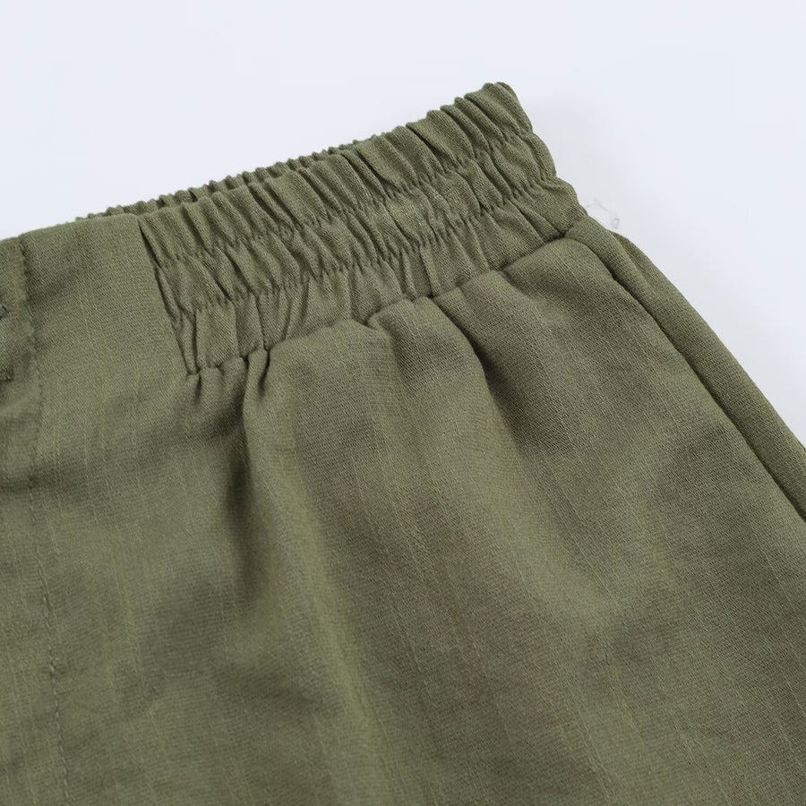 Casual Shorts with Curled Hem - Western Style for Women