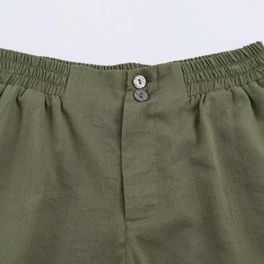 Casual Shorts with Curled Hem - Western Style for Women