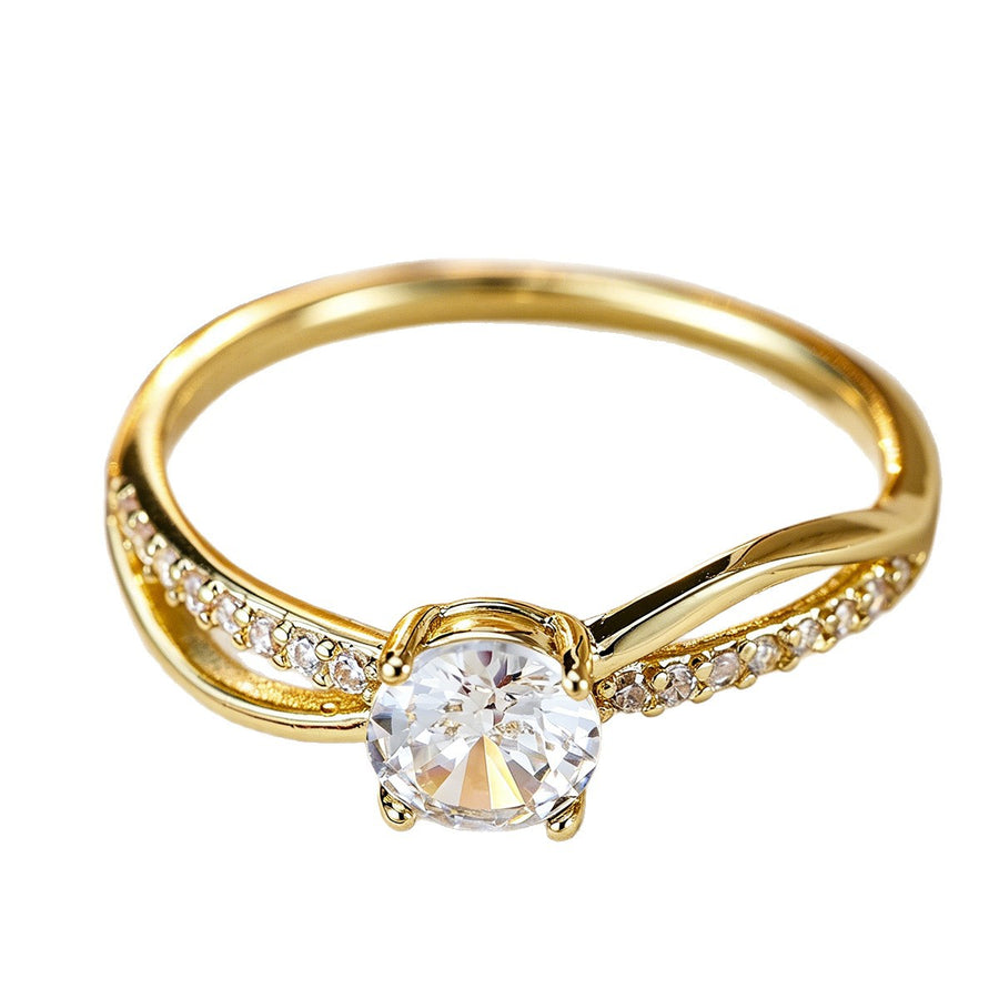 Womens Elegant Micro-paved Zircon Statement Ring