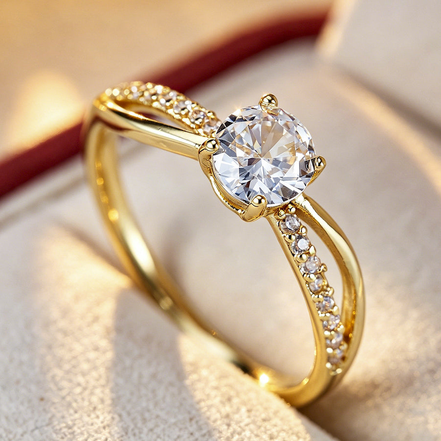 Womens Elegant Micro-paved Zircon Statement Ring