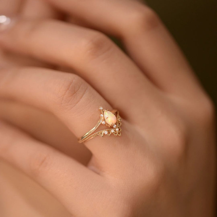 Crown Lace Opal Ring for Women - Stunning Statement Ring