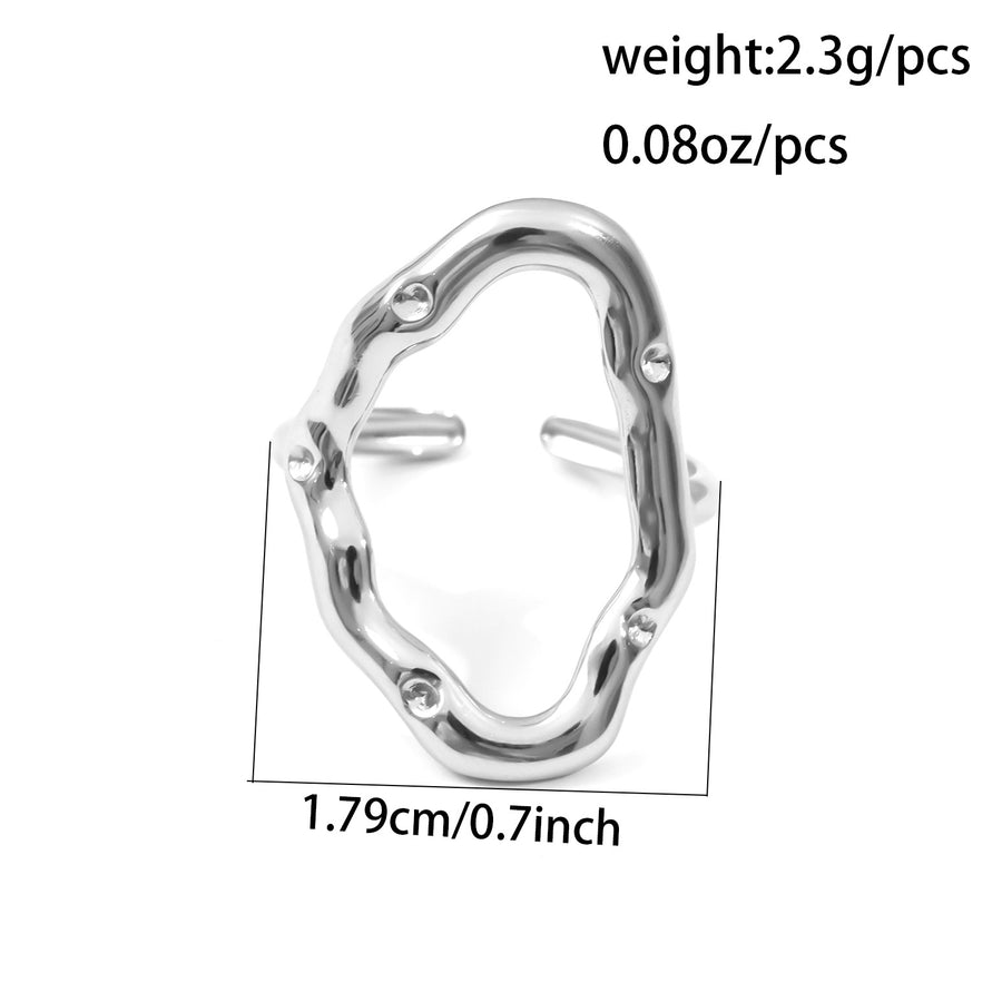 Womens Fashionable Hollow Geometric Statement Ring in Stainless Steel