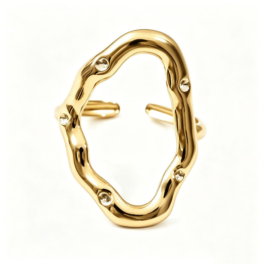 Womens Fashionable Hollow Geometric Statement Ring in Stainless Steel