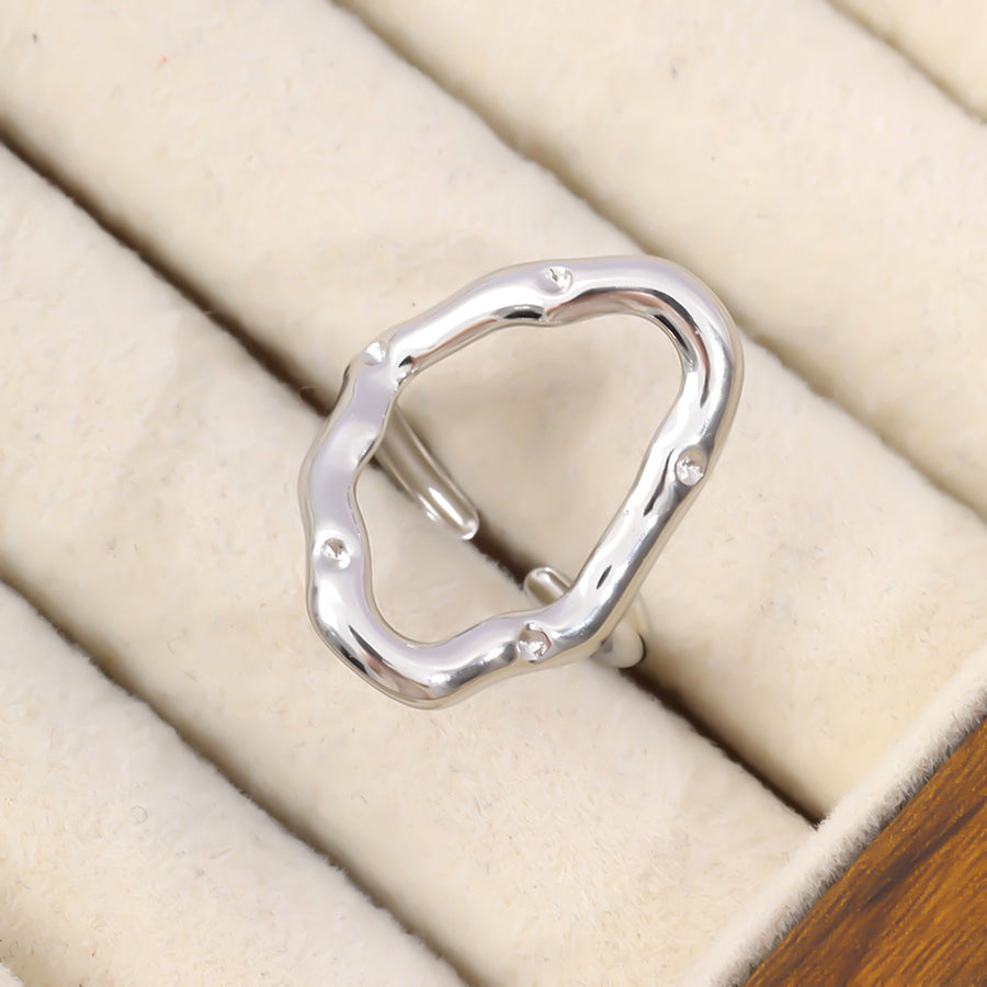 Womens Fashionable Hollow Geometric Statement Ring in Stainless Steel