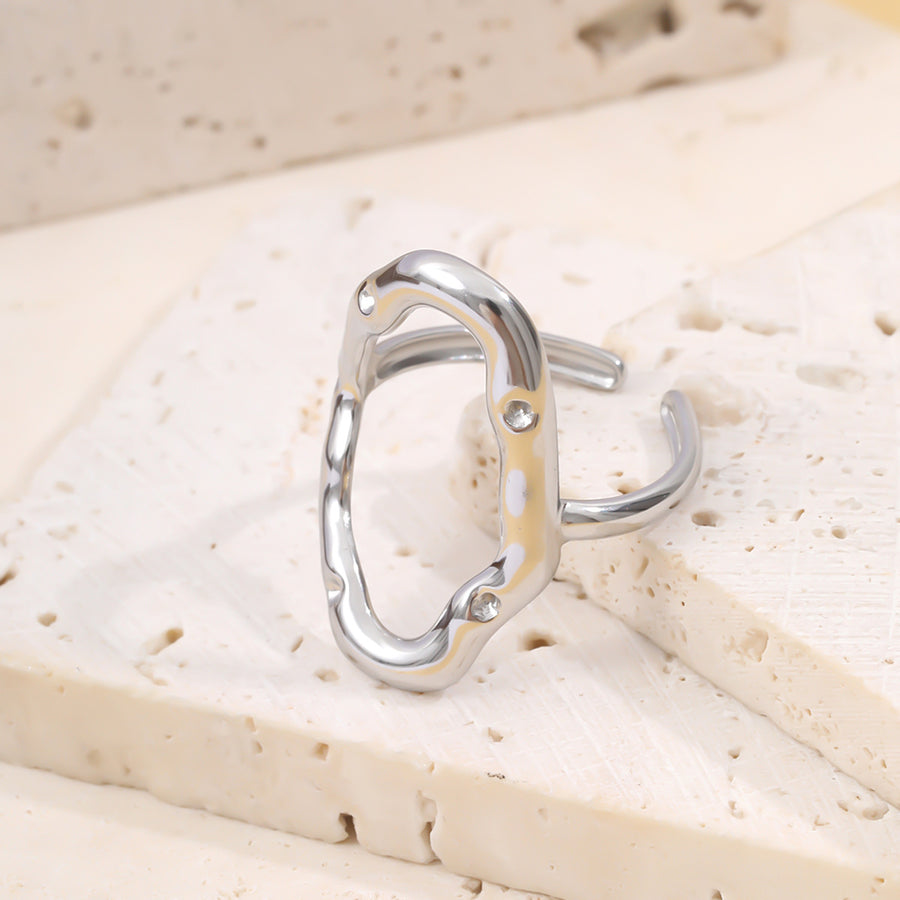 Womens Fashionable Hollow Geometric Statement Ring in Stainless Steel