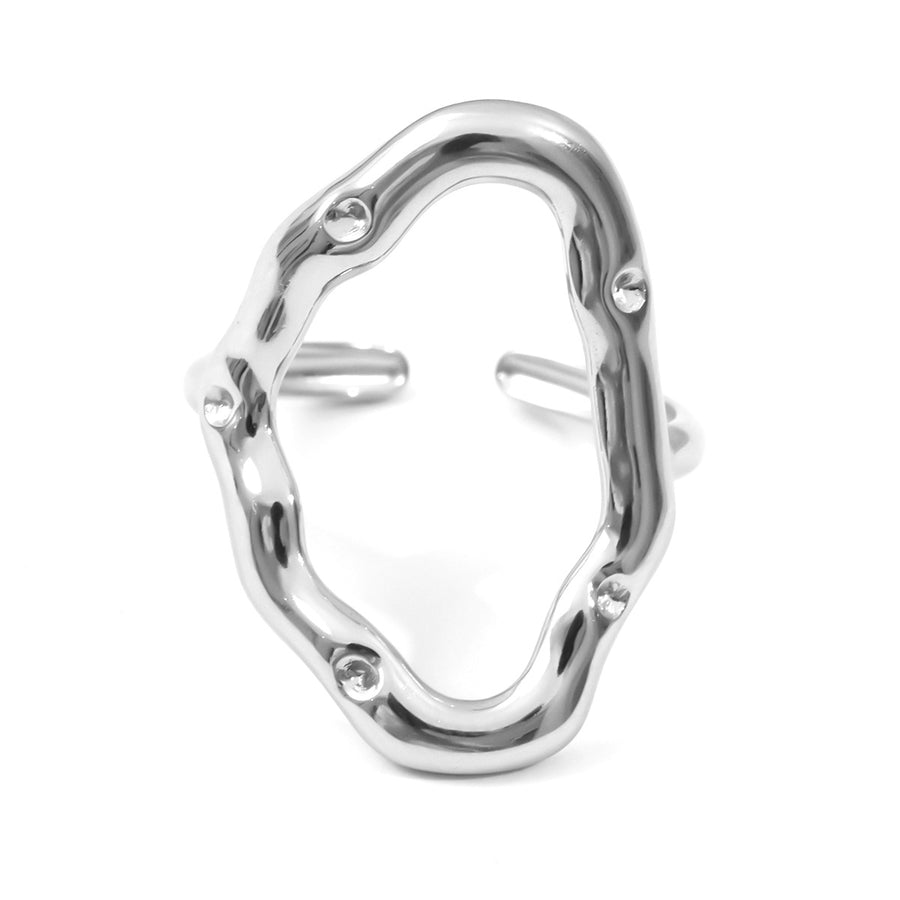 Womens Fashionable Hollow Geometric Statement Ring in Stainless Steel