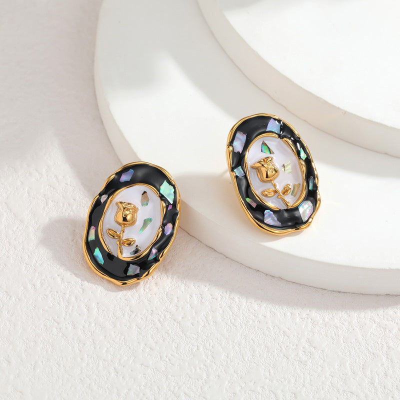 Elegant Oval Oil-drop Flower Jewelry Set for Women