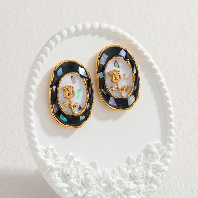 Elegant Oval Oil-drop Flower Jewelry Set for Women