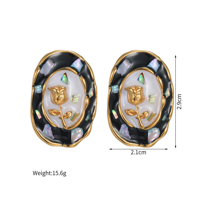 Elegant Oval Oil-drop Flower Jewelry Set for Women
