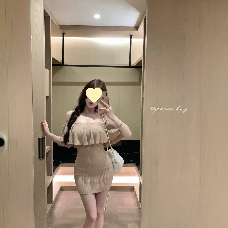 Knitted Summer Bodycon Mini Dress in Yellow - Trendy Fashion