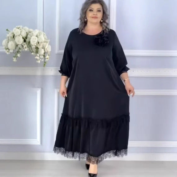 New-style Plus-size Women's Solid-color Maxi Dress