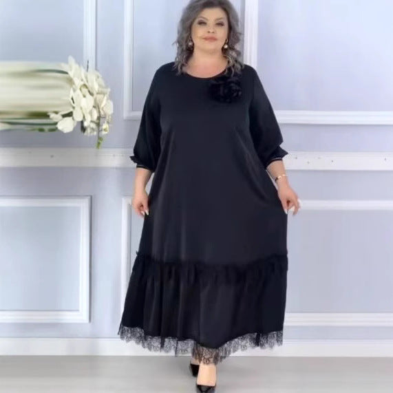 New-style Plus-size Women's Solid-color Maxi Dress