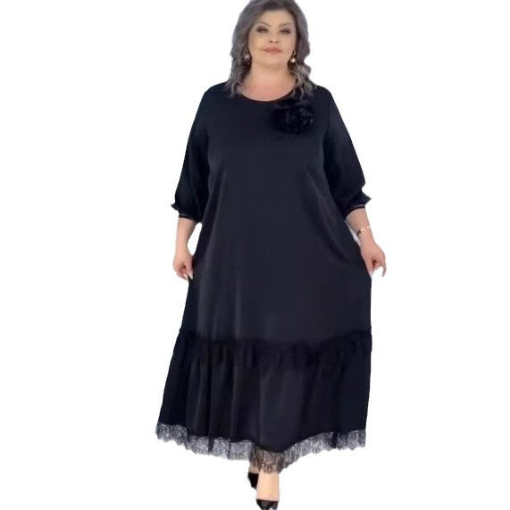 New-style Plus-size Women's Solid-color Maxi Dress