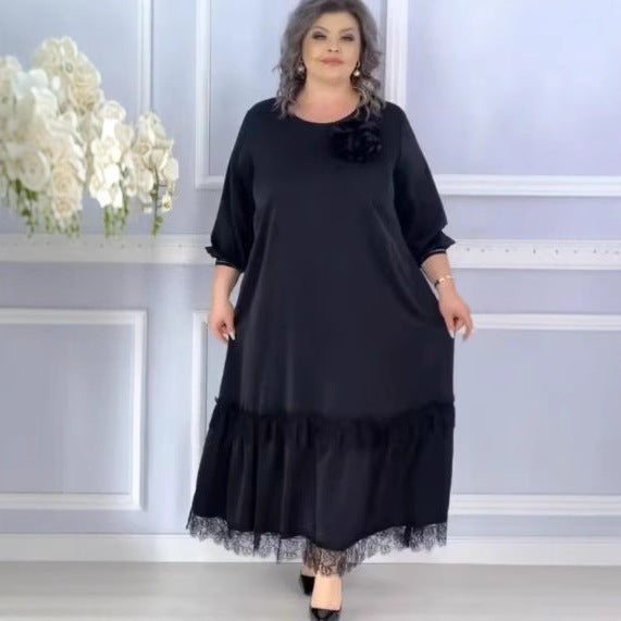 New-style Plus-size Women's Solid-color Maxi Dress