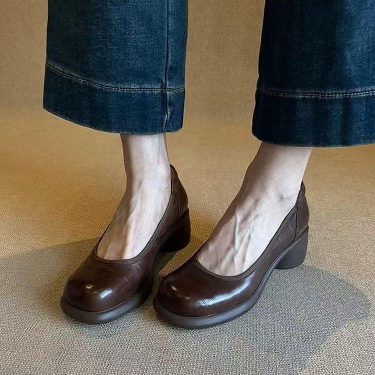 Women's Retro Low-cut Leather Shoes for Effortless Style