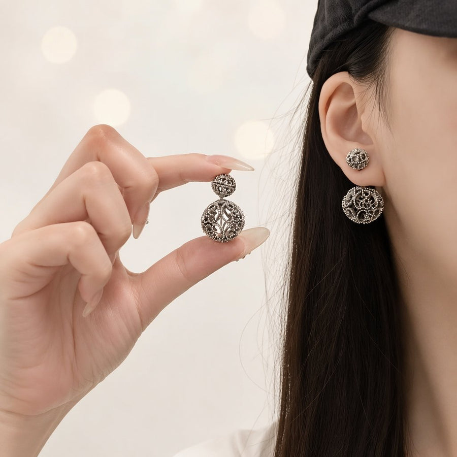 Retro Hollow-out Double-sided Stud Earrings for Trendy Look