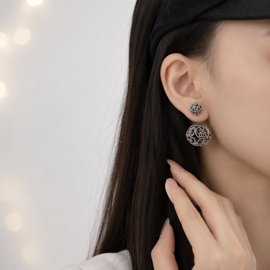 Retro Hollow-out Double-sided Stud Earrings for Trendy Look