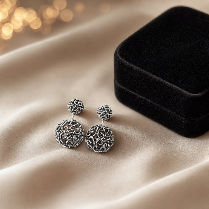 Retro Hollow-out Double-sided Stud Earrings for Trendy Look