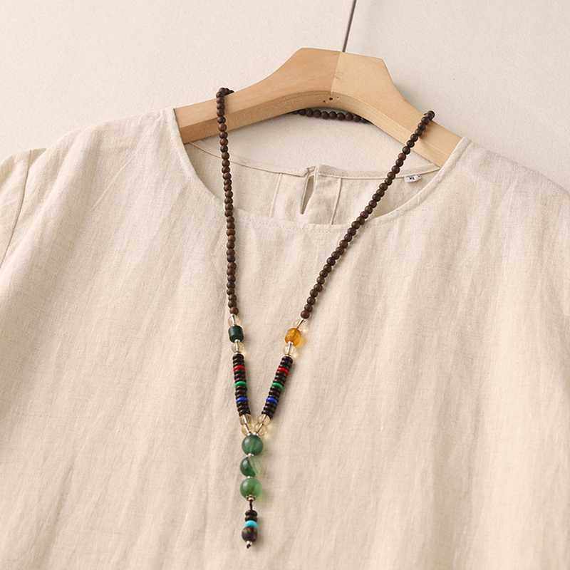 Ink-wash Linen Hand-painted Maxi Dress for Elegant Ladies