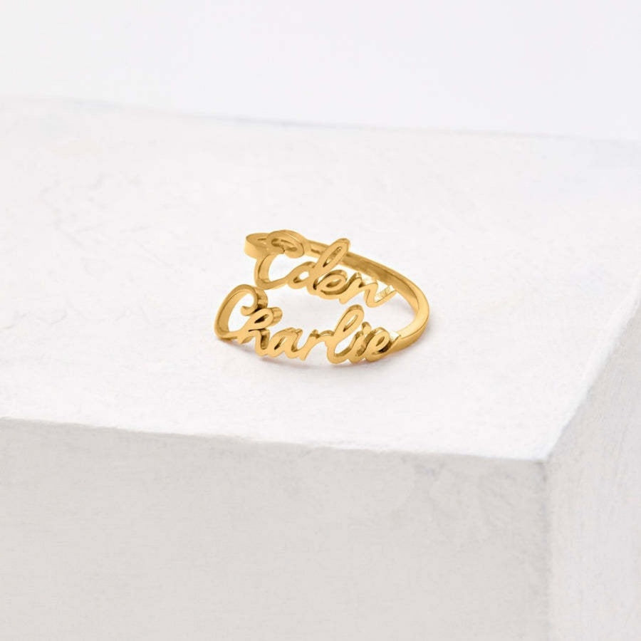 Customizable Gold Electroplated Stainless Steel Statement Ring
