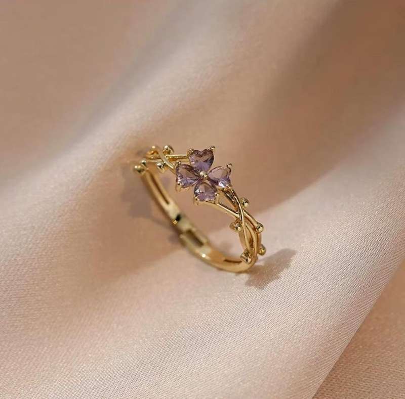 Female Star Moon Zircon Open Ring - Unique Statement Ring