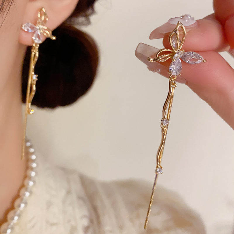 Luxurious Hollow Butterfly Long Tassel Earrings - Fashion Statement