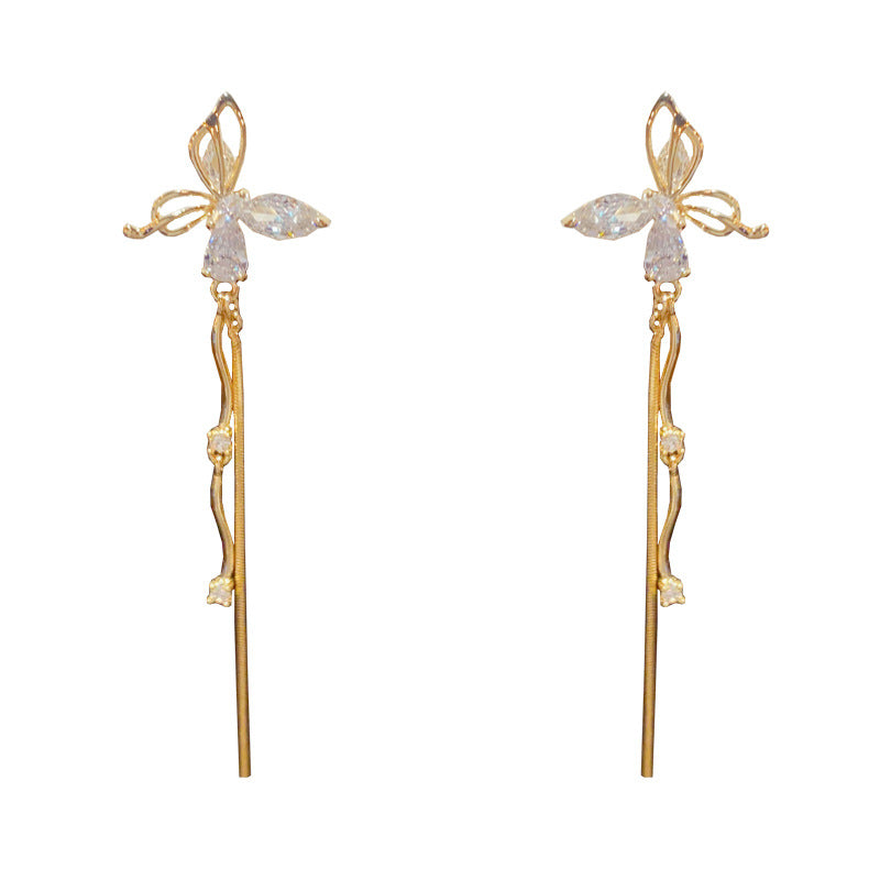 Luxurious Hollow Butterfly Long Tassel Earrings - Fashion Statement