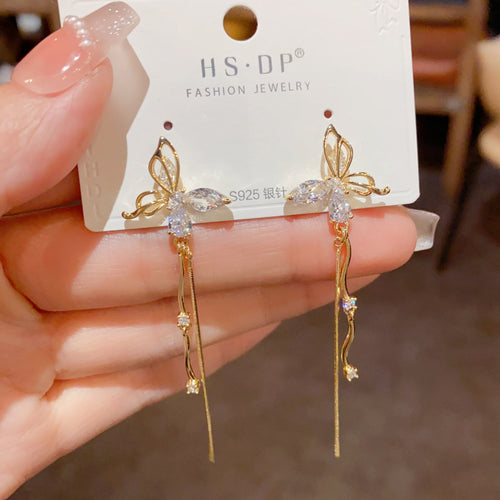 Luxurious Hollow Butterfly Long Tassel Earrings - Fashion Statement