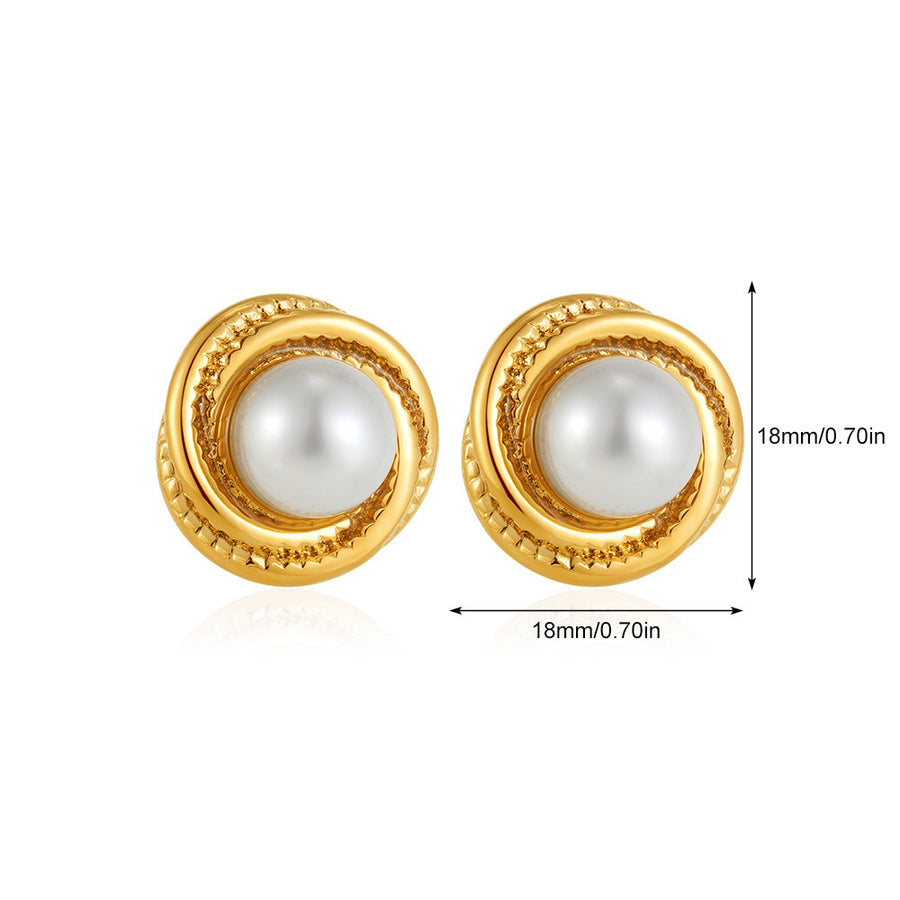 Trendy Geometric Metal Circle Stud Earrings for Women