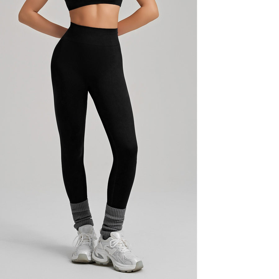 High-Elastic Seamless Knit Yoga Pants for Women - Peach