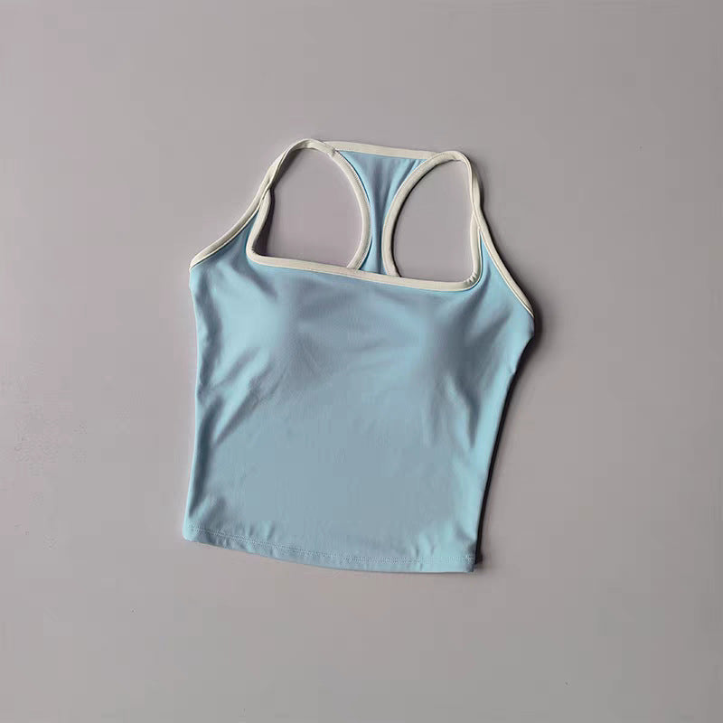 Strap-back Breathable Yoga Tank Top with I-shaped Back Design