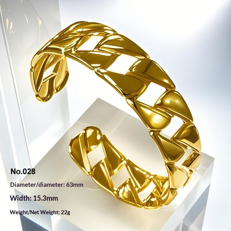 Retro Irregular Hollowed-Out Titanium Steel Bracelet