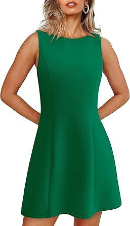 Stylish Sleeveless Crew-neck Mini Dress for Women