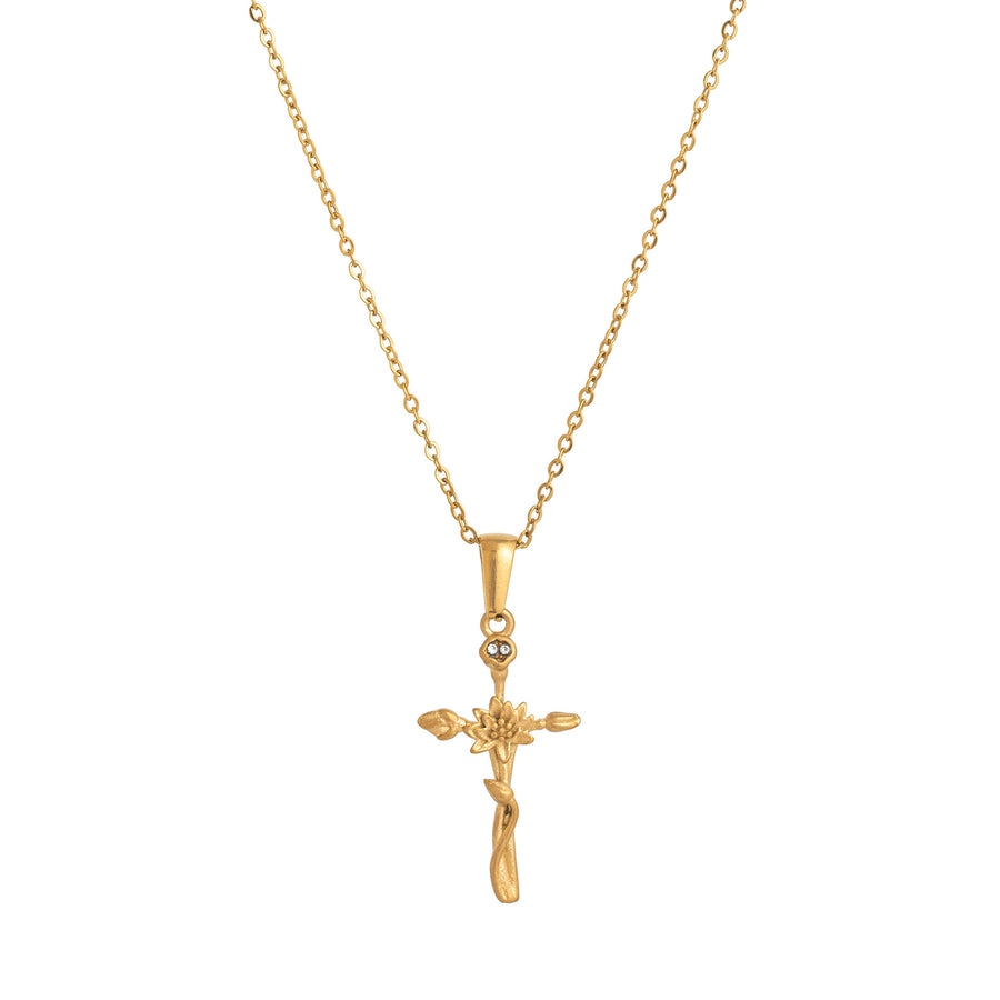 Retro Classic December Titanium Steel Flower Necklace for Women