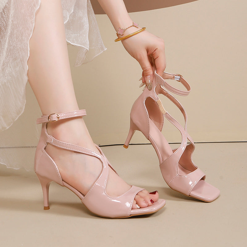 Women Sexy High Heel Sandals - Elegant Apricot Stiletto Heels