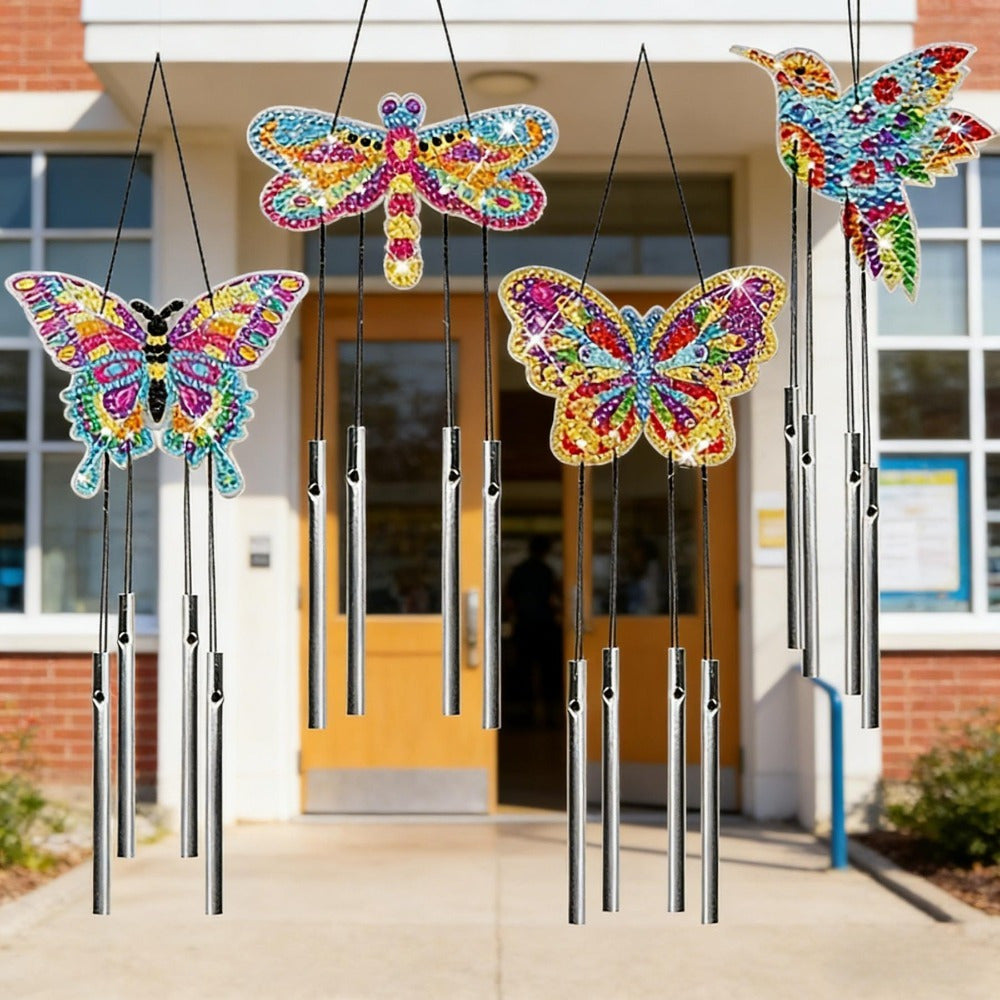 Butterfly Craft Kit - 4-Piece Diamond Painting Wind Chime