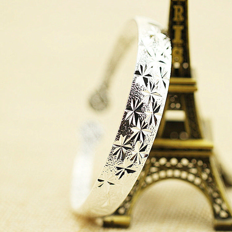 Ethnic Style Retro Miao Silver Plated Lucky Word Bracelet