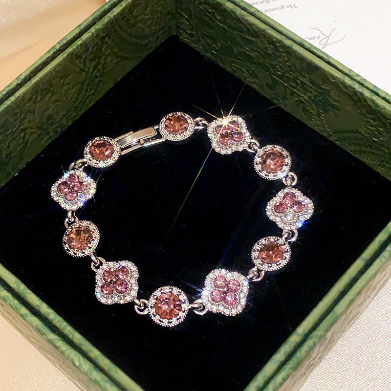 French Style Oval Zircon Bangle for Women - Sweet Luxury