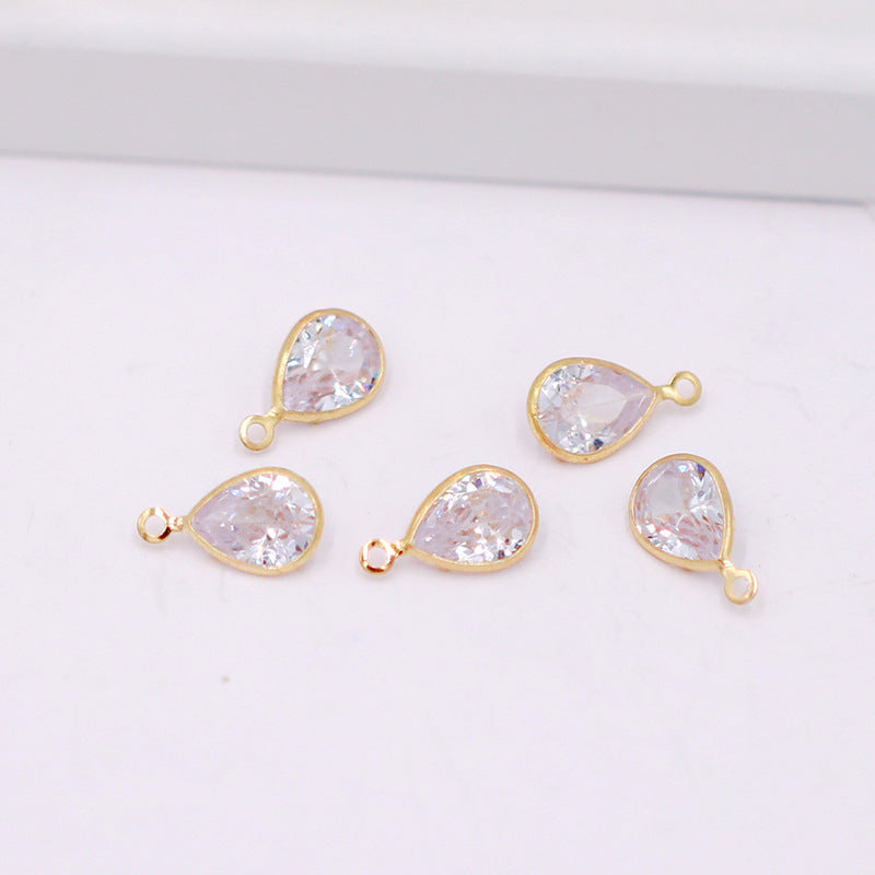 Geometric Zircon Bezel Set Pendant - Gold Plated Charm