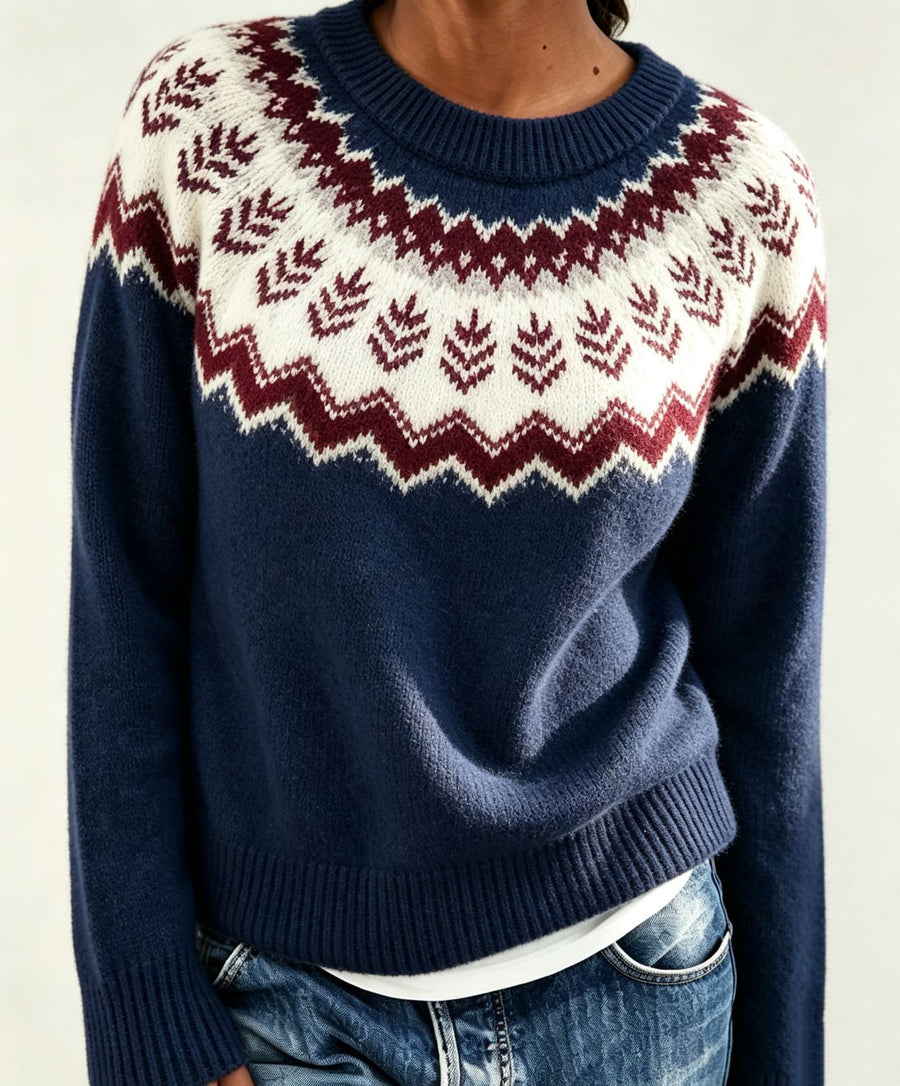 Round Neck Multicolor Loose Fashion Sweater for Women