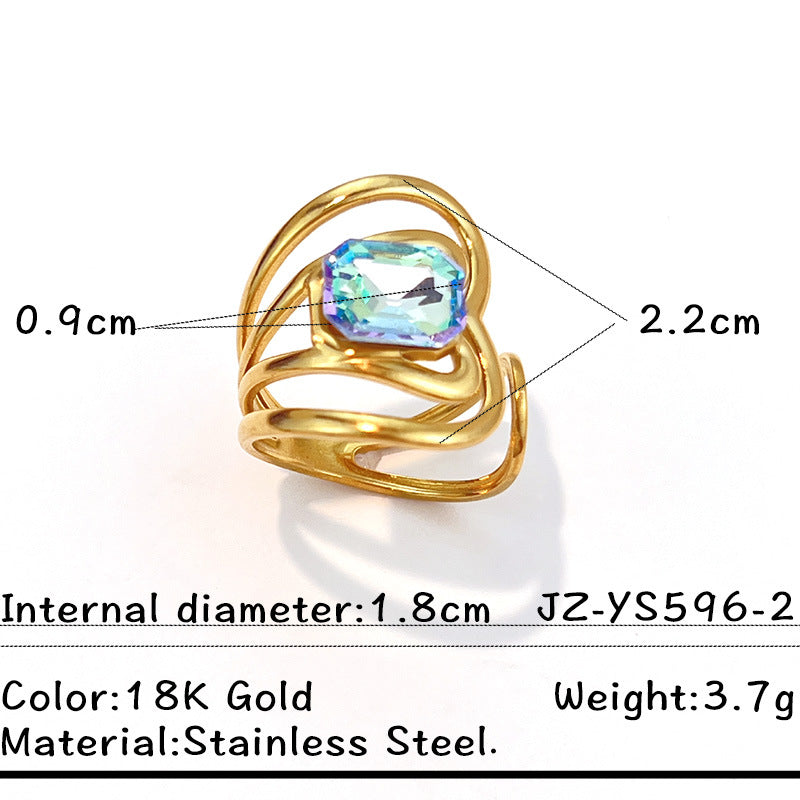 Vintage French-style Natural Stone Stainless Steel Ring