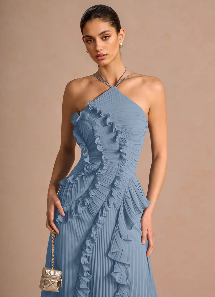 Womens Halter-neck Sexy Strapless Backless Dress
