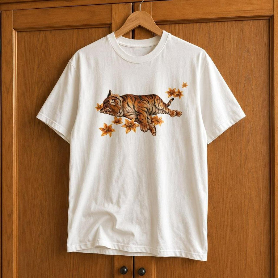 Womens Cotton Loose-Fitting Tiger Print Tank Top