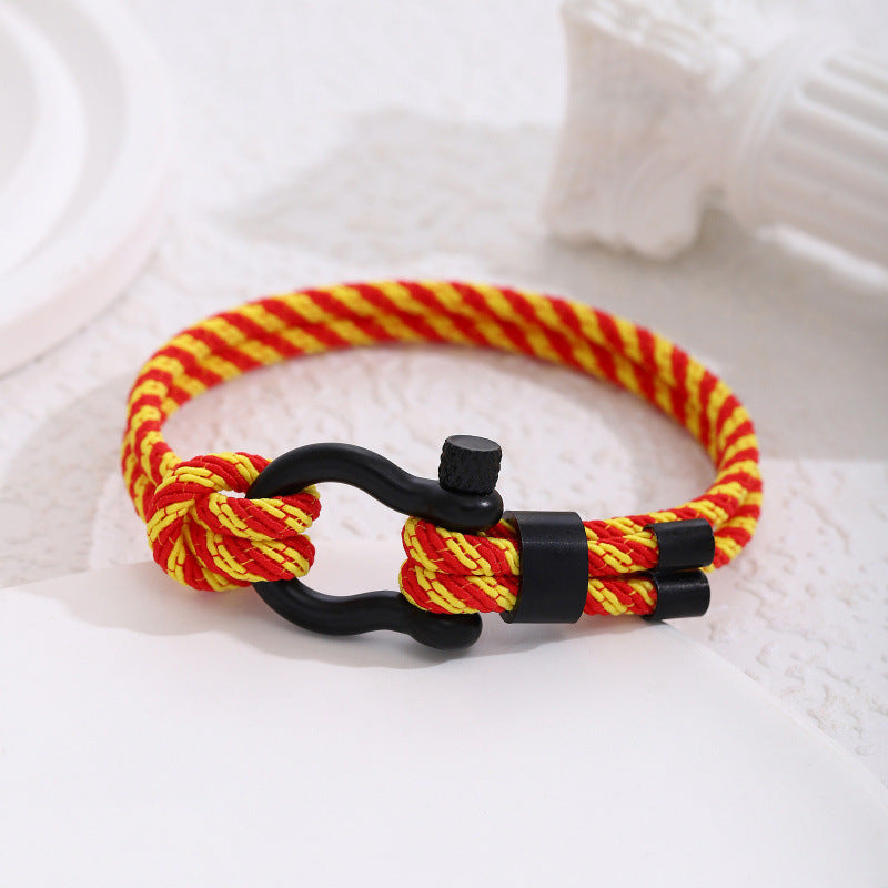 Stainless Steel Horseshoe Buckle Bracelet with Adjustable Milanese Loop