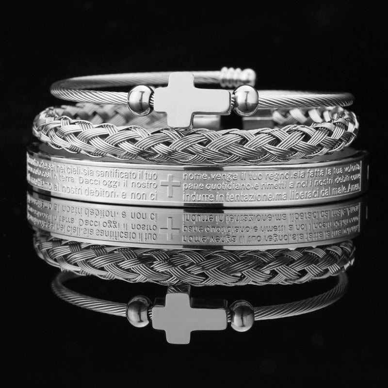 Vintage Copper Zirconium Crown Woven Bracelet Suit
