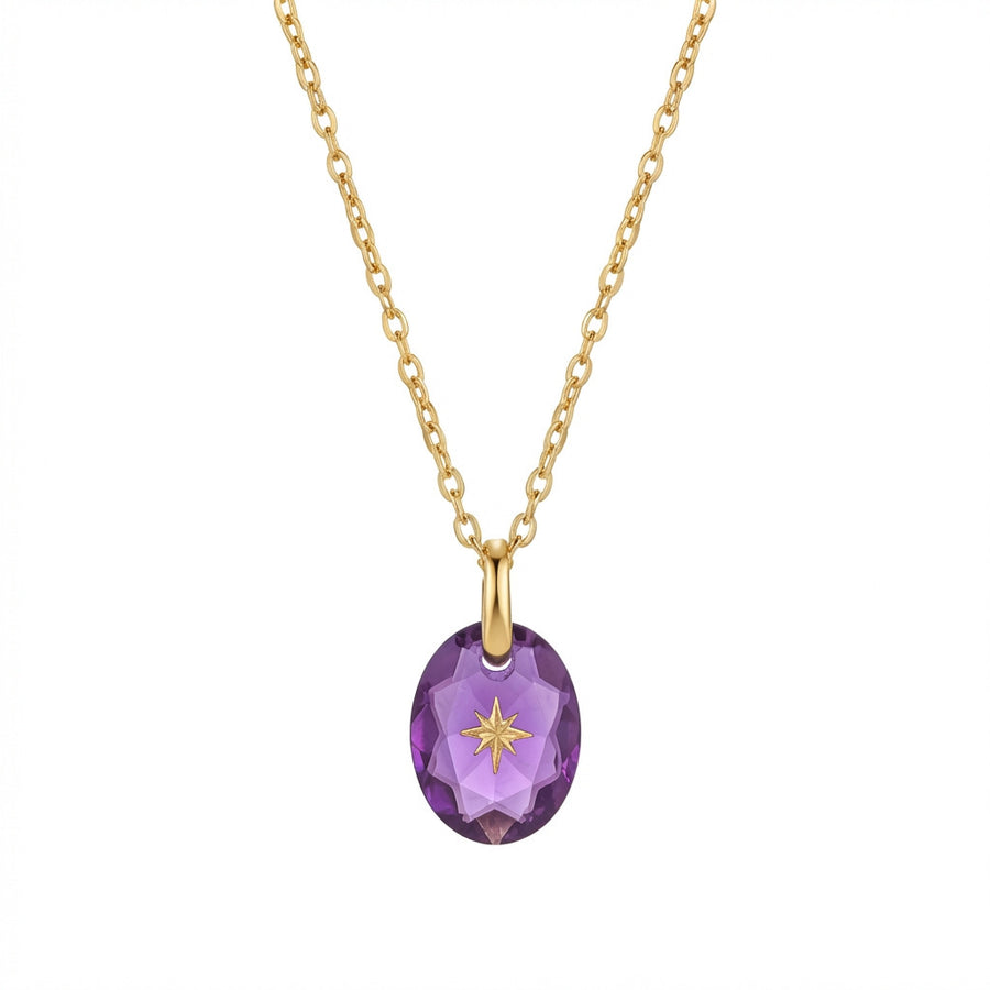 Vintage-style Natural Stone Zodiac Birthstone Pendant Necklace
