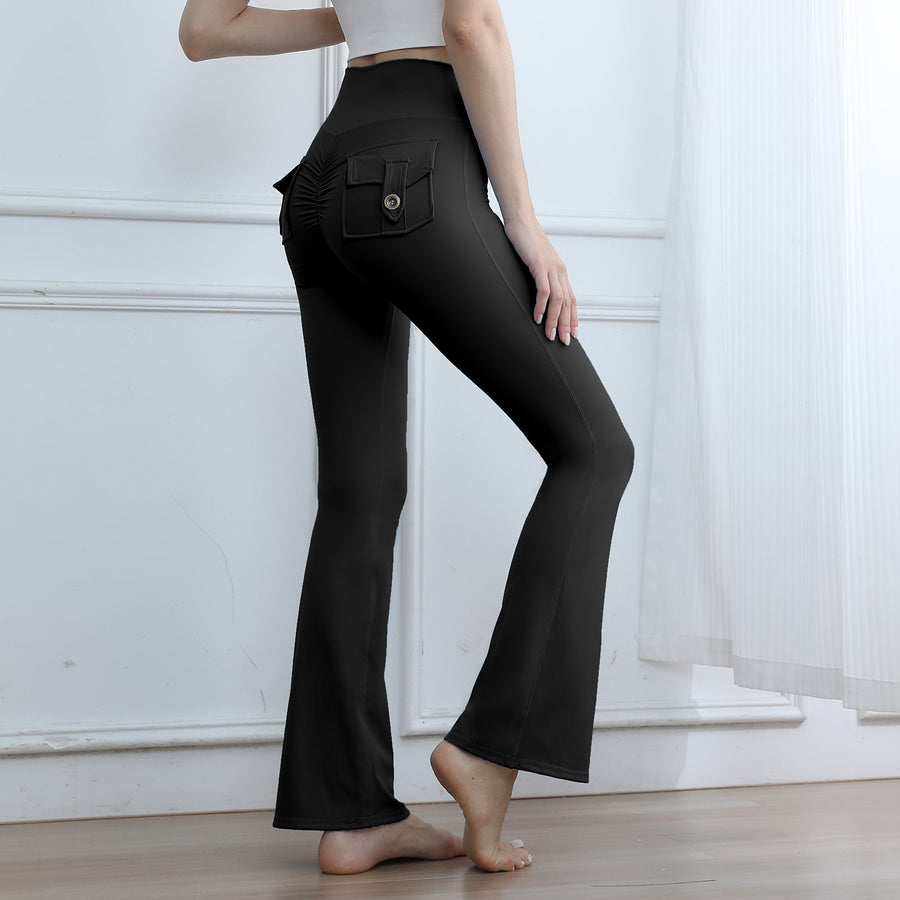 High-Waisted Cargo Pocket Yoga Pants for Autumn & Winter