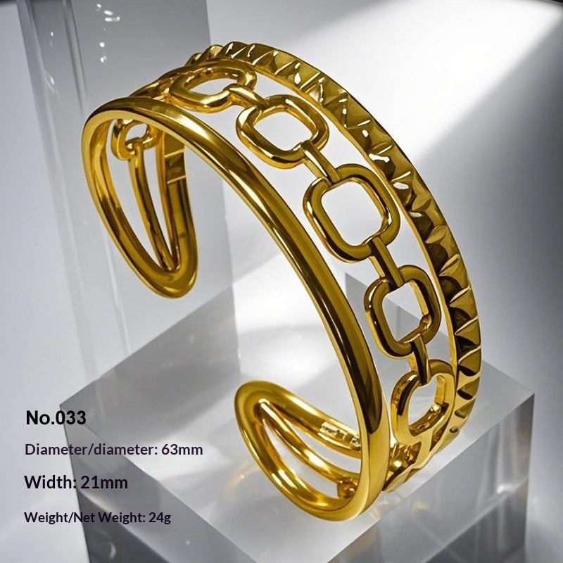 Retro Irregular Hollowed-Out Titanium Steel Bracelet