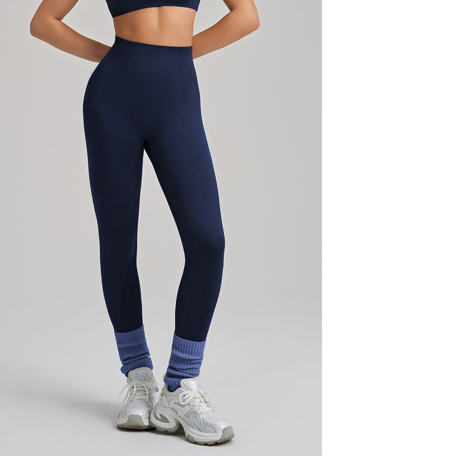High-Elastic Seamless Knit Yoga Pants for Women - Peach
