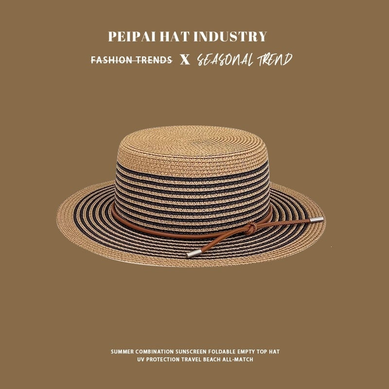 Womens Spring Summer Straw Hat and Large-capacity Bag Set